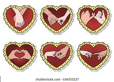 Vector Hand Gestures Romantic Stickers