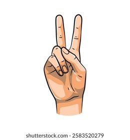 Vector hand gestures showing numbers 2. Ideal for educational, counting, or creative projects. Clean design, isolated on white.
