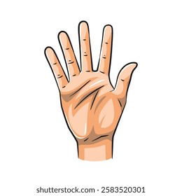 Vector hand gestures showing numbers 5. Ideal for educational, counting, or creative projects. Clean design, isolated on white.