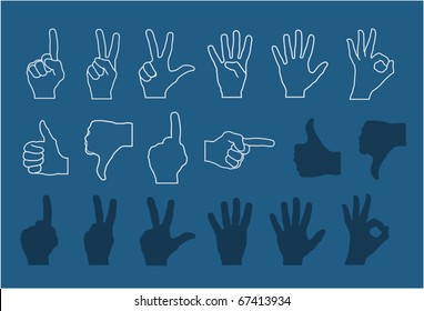 vector hand gestures (signs) set numbers and signs for rating (high detailed - realistic)