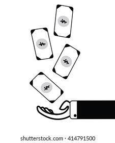 Vector of hand get the money for business