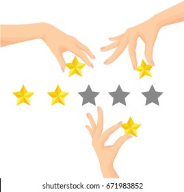Vector of Hand giving five star rating
