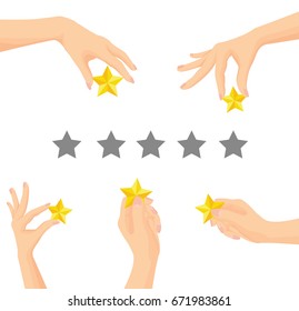 Vector of Hand giving five star rating