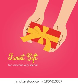 Vector hand giving a valentine gift for special person