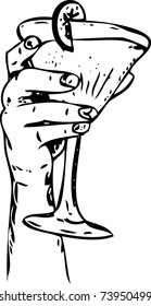 vector - hand with  glass isolated on background