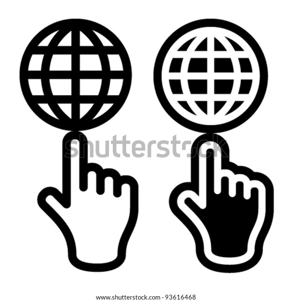 Vector Hand Globe Black Symbol Stock Vector Royalty Free 93616468