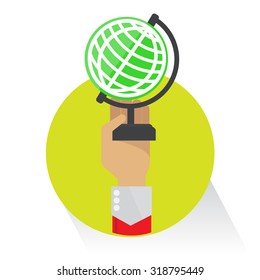 vector hand Globe symbol on white background
