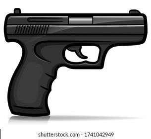 Vector hand gun cartoon isolated