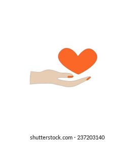 Vector hand with heart (Can be used as texture for cards, invitations, DIY projects, web sites or for any other design) 