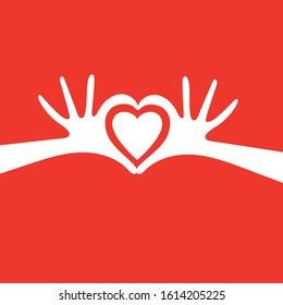 vector hand heart gesture header
