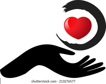 vector hand and heart icon