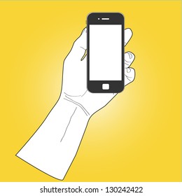 vector hand hold cellphone
