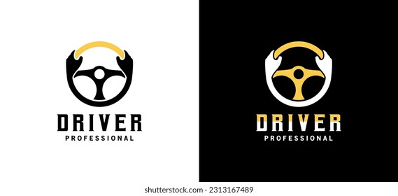 Vektorhand-Lenkrad für Autofahrer Logo-Design