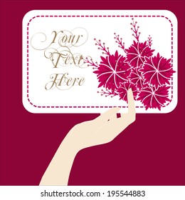 vector hand holding card with flower pattern