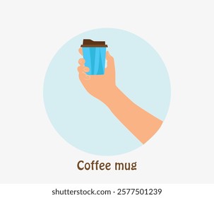 vector hand holding coffee mug illustration