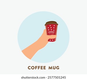 vector hand holding coffee mug illustration