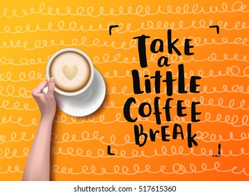 Vector hand holding cup . calligraphy But first coffee . Menu for restaurant, cafe, bar. latte art
