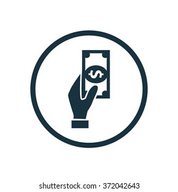 Vector hand holding dollar Icon