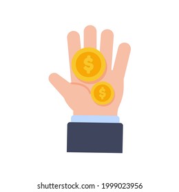 vector hand holding dollar saving concept Save cash for investment