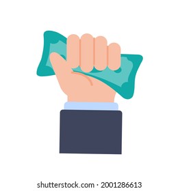 vector hand holding dollar saving concept Save cash for investment
