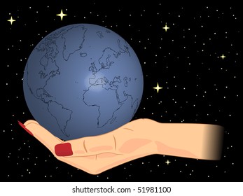 Vector - Hand holding Earth