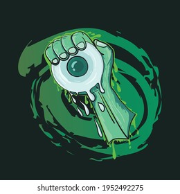 Vector of hand holding  eye balls for Halloween, t-shirt or any merchandise 