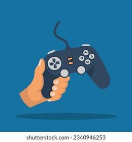 Vector hand holding gamepad illustration