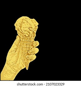 vector hand holding golden ice cream