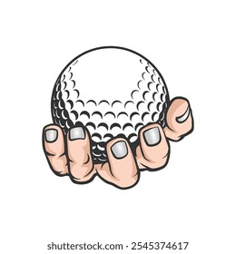 Vector of Hand Holding Golf Ball Illustration