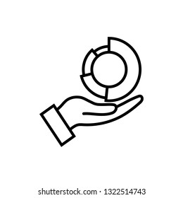 Vector Hand Holding Growth Chart Line Icon isolated on white background