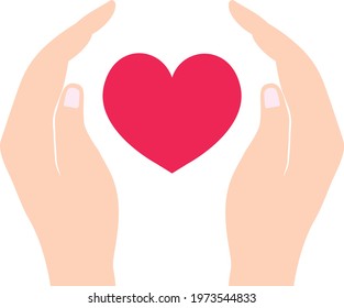 Vector hand holding heart cartoon icon illustration design