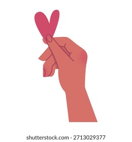 Vector Mano sosteniendo el corazón. Linda colección de gestos para el amor, la Asistencia, la caridad, la amabilidad, los temas de San Valentín, pegatinas y diseños de saludo. Conjunto de manos de dibujos animados para el día de San Valentín.