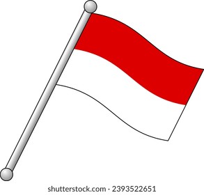 vector of a hand holding an Indonesian flag stick