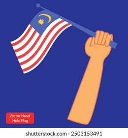 Vector hand holding Malaysian flag
