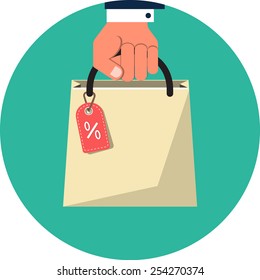 Vector Hand Holding Shopping Bag