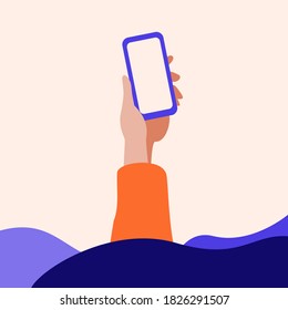 Vector hand holding smart phone with abstract background.To see the other abstract hands illustrations , please check hands collection.