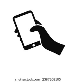 vector of hand holding smart phone on white background