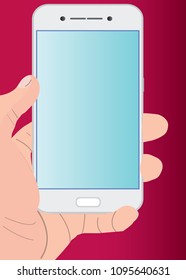 A vector of a hand holding the smartphone
