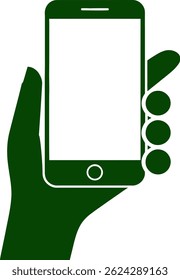Vector Hand Holding Smartphone Icon – Mobile Device in Hand Silhouette