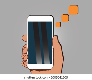Vektorhand-Smartphone, ideal für Arbeitsblätter