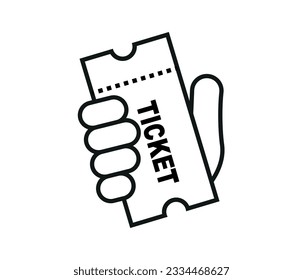 Vector of hand holding ticket on white background. Editable, high quality vector design.
