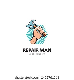 Vector Hand Holding tools for Construction Logo Symbol Design Template Flat Style Vector