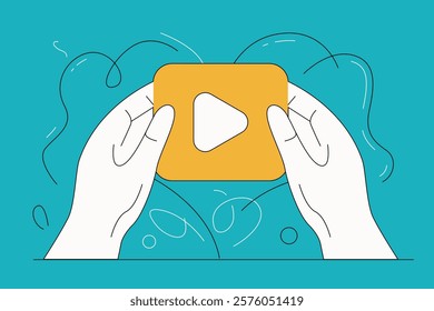 Vector Hand holding Video Player Representing Digital Media Interaction and Content Creation