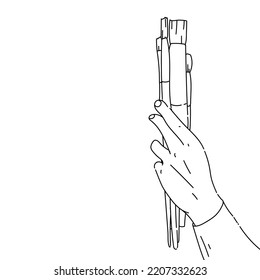 vector hand holding watercolor paint brush