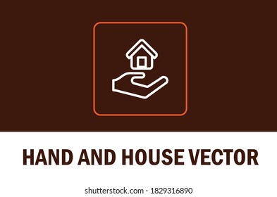 Vector de mano y casa aislado en un fondo oscuro. Para el diseñador.