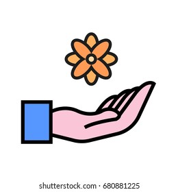 Vector hand icon giving flower