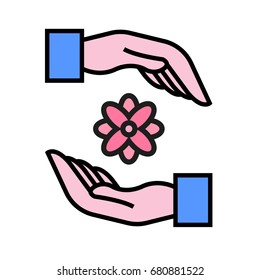 Vector hand icon giving flower