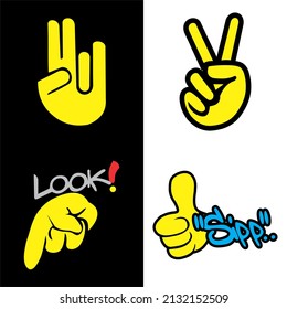vector hand icon look and sipp