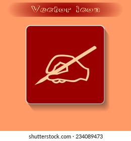 Vector hand icon with a pencil