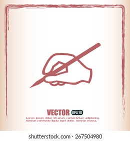 Vector hand icon with a pencil